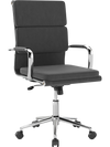 Gray ergonomic office desk chair with height-adjustable padded seat and rocking backrest, ideal for comfort and support.