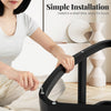Wooden ergonomic backless rocking kneeling chair with gray padded cushion, showcasing simple installation process.
