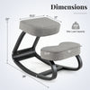 Ergonomic backless rocking kneeling chair with padded cushion in gray, featuring a sturdy birch wood frame and.