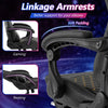 Linkage armrests of the ergonomic black gaming chair provide soft padding for elbow support during gaming or resting.