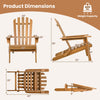 Detailed dimensions of the Folding Acacia Wood Oversized Adirondack Chair showcasing its sturdy design and compact folding feature.