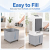 Evaporative air cooler with a 7-gallon water tank, easy to fill from the front and bottom for convenient use.