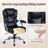 Executive office chair in brown faux leather with padded seat and armrests, designed for ergonomic comfort and support.