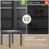 Expandable patio dining table in grey, made of rustproof aluminum, seats 4-6, ideal for indoor and outdoor gatherings.