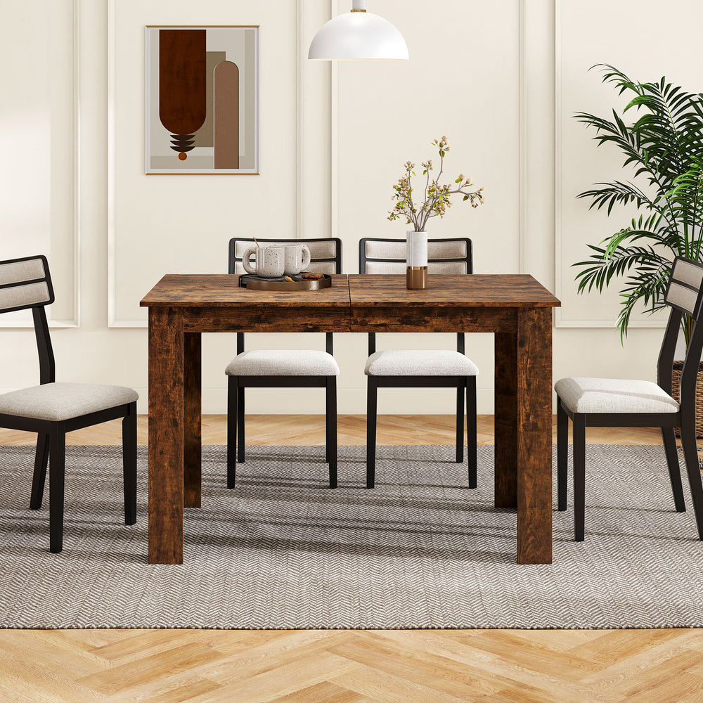 Extendable Dining Table for 4-8 People 47"-62" Large Rectangular Kitchen Table-Rustic Brown - Gallery View 1 of 11