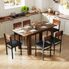 Extendable dining table in rustic brown, seating 4-8, with thick legs and waterproof surface, perfect for gatherings.