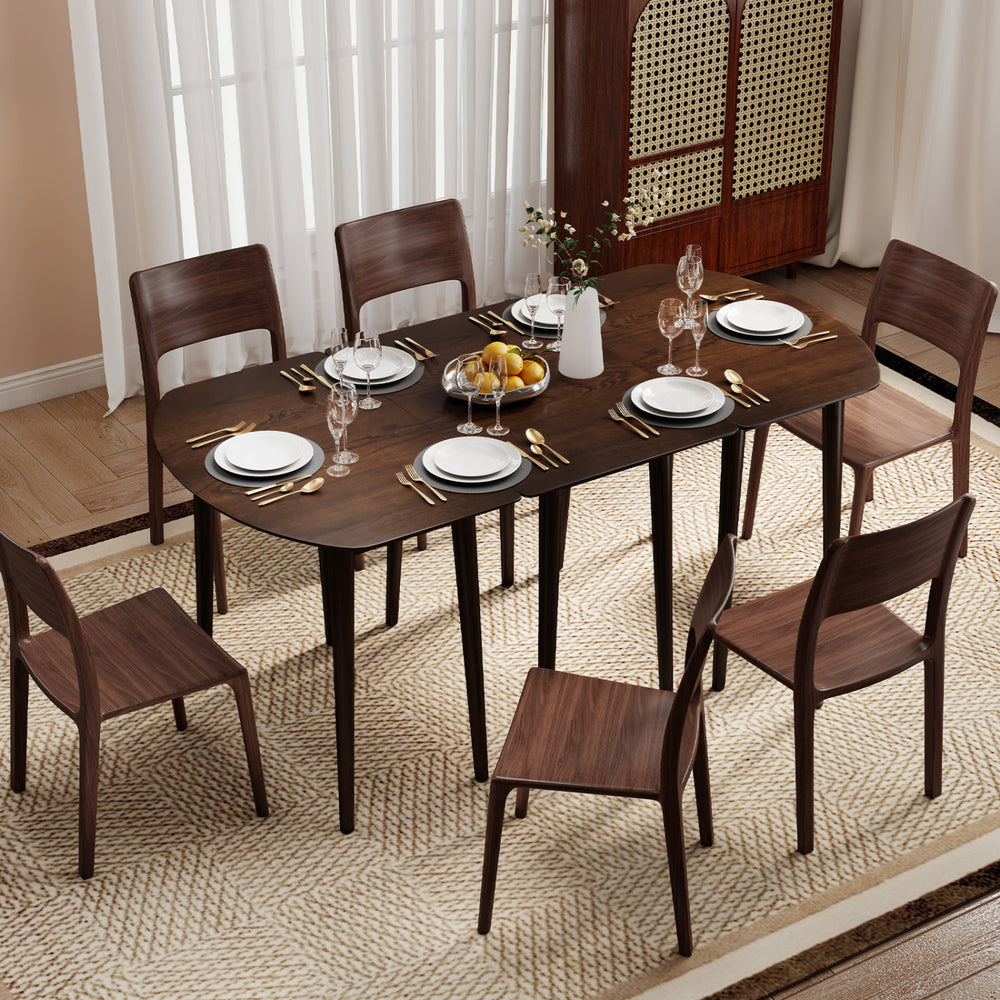 Extendable Dining Table Set with 2 Half-Round and 1 Rectangular Tables-Walnut - Gallery View 1 of 11