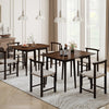 Extendable dining table set featuring 2 half-round and 1 rectangular walnut tables, perfect for hosting 6-8 guests.