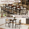 Extendable dining table set featuring 2 half-round and 1 rectangular table in walnut, ideal for small spaces and.