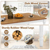 Extendable dining table with oak wood veneer and sturdy rubber wood legs, perfect for 4-8 people in any dining setting.