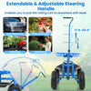 Extendable handle garden cart with adjustable height, sturdy frame, and large wheels for easy maneuverability in the.