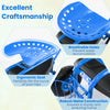 Ergonomic blue seat with breathable holes on the extendable handle garden cart, designed for comfort and durability.