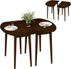 Extendable oval dining table set in walnut with two half-round tables, seats 4-6, perfect for small spaces.