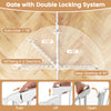 Extra wide 6-panel baby gate in white with double locking system, adjustable from 34.5-154" for safety and convenience.