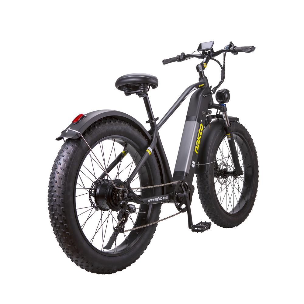 NAKTO F6 Fat Tire Electric Bicycle 6 Speed 26" 750W Motor with Peak 1000W 28 MPH 60 Mile Range 48V Lithium Battery Black New