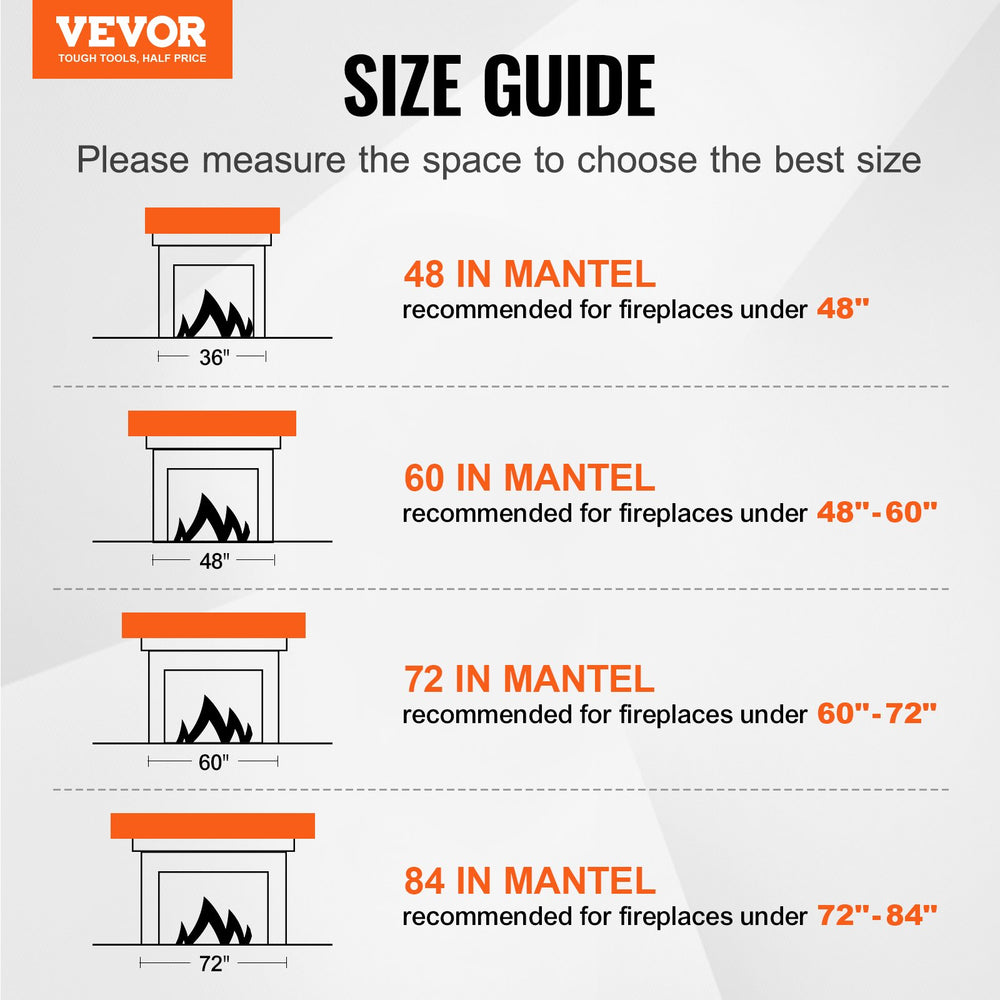 Vevor Fireplace Mantel 84" Floating Wood Shelf Rustic Brown Design New