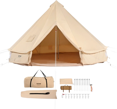 Vevor Bell Tent 9.8' Waterproof Canvas Yurt with Stove Jack and Detachable Side Wall Fits 3-5 People New