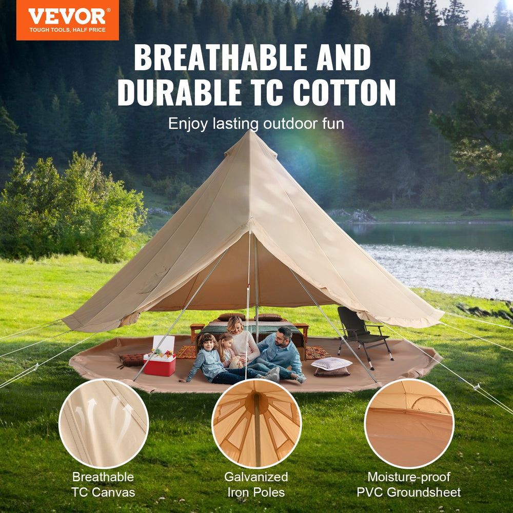 Vevor Bell Tent 13.1' Waterproof Canvas Yurt with Stove Jack and Detachable Side Wall Fits 5-8 People New