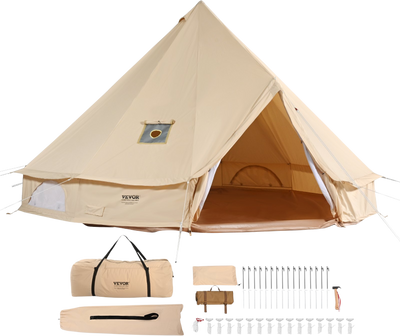 Vevor Bell Tent 22.9' Waterproof Canvas Yurt with Stove Jack and Detachable Side Wall Fits 12 People New