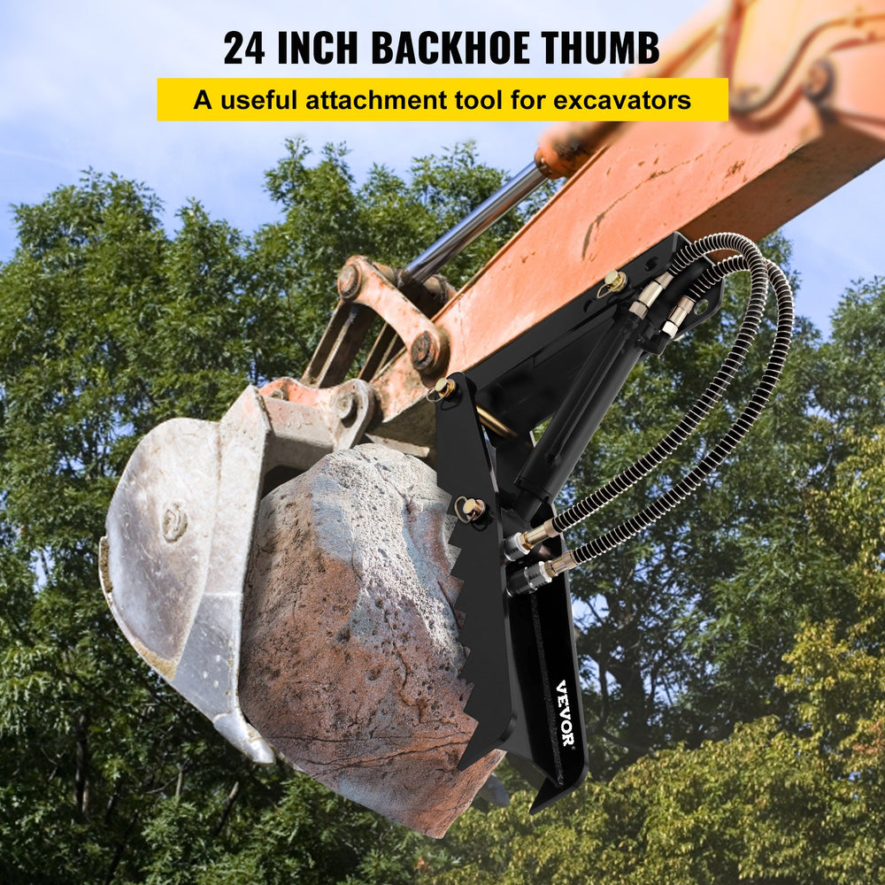 Vevor 24" Hydraulic Backhoe Excavator Thumb Weld On Attachment 1/2" Thick Plate Bolt-On New