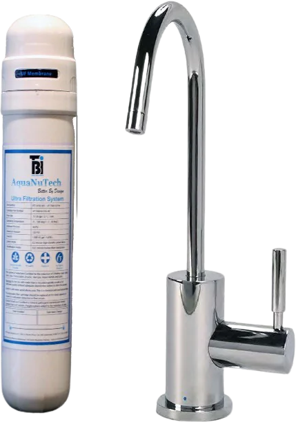 AquaNuTech Filtration System Combo with Contemporary C-Spout Cold Water Faucet New