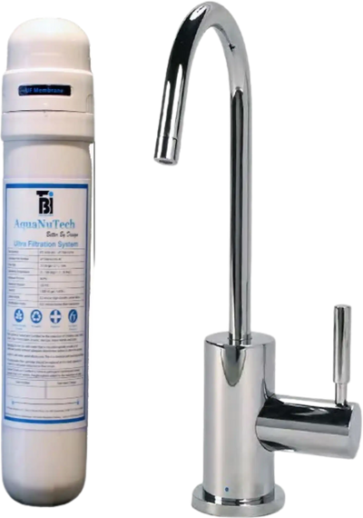 AquaNuTech Filtration System Combo with Contemporary C-Spout Cold Water Faucet New