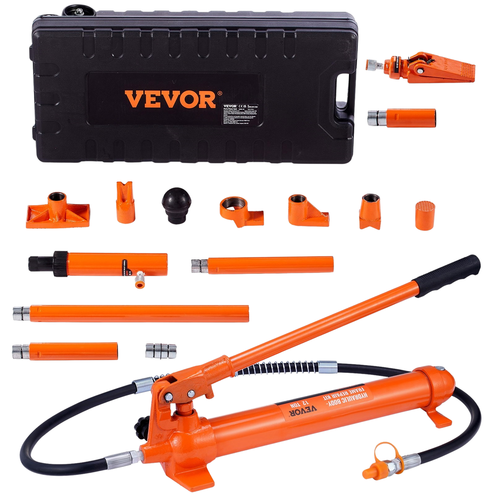 Vevor Hydraulic Ram With Pump Car Jack 12 Ton Porta Power Kit With 4.6 ft Oil Hose And Storage Case New