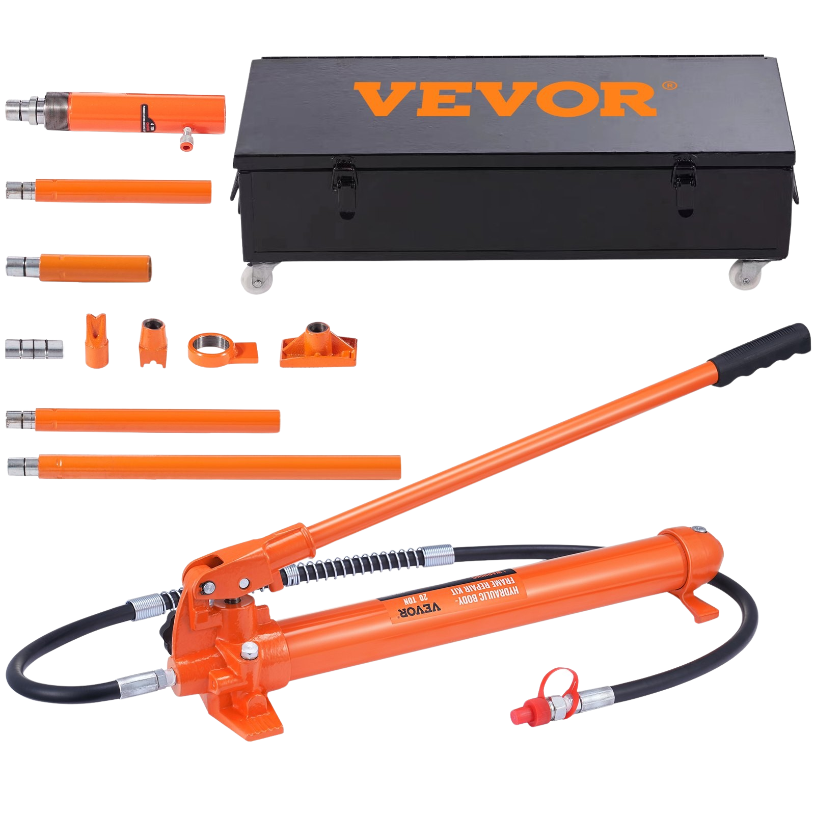 Vevor Hydraulic Ram With Pump Car Jack 20 Ton Porta Power Kit With 4.6 ft Oil Hose And Storage Case New