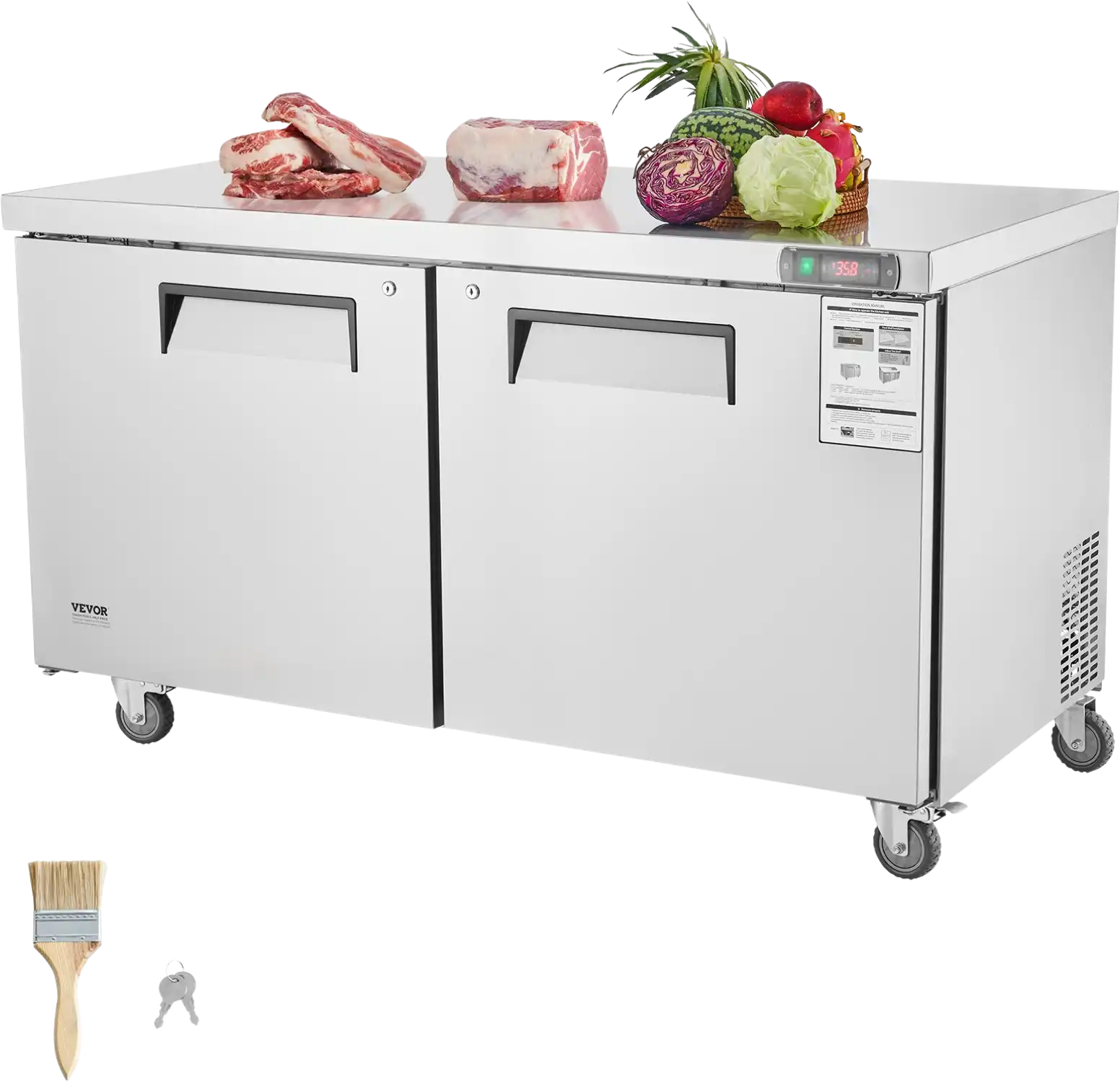 Vevor Refrigerator Prep Table 16.4 Cu. Ft. Commercial 2-Door 180W 60