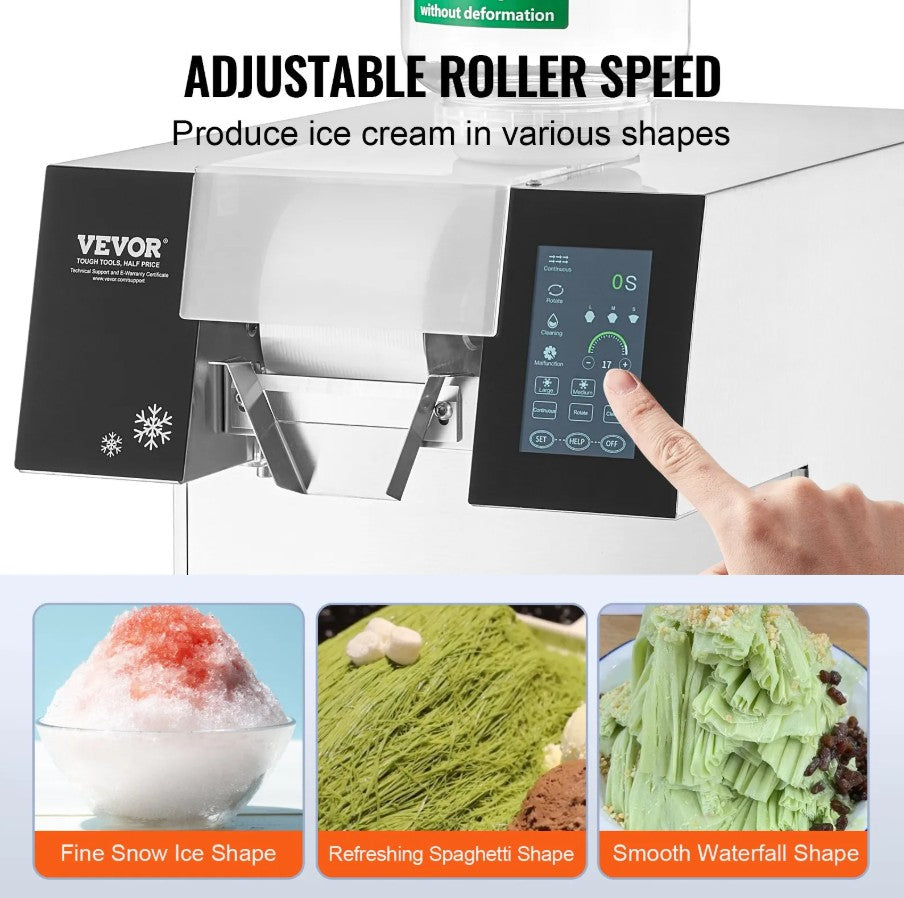 Vevor Commercial Snowflake Ice Machine 507 lbs/Day Stainless Steel Multi-Texture Ice New