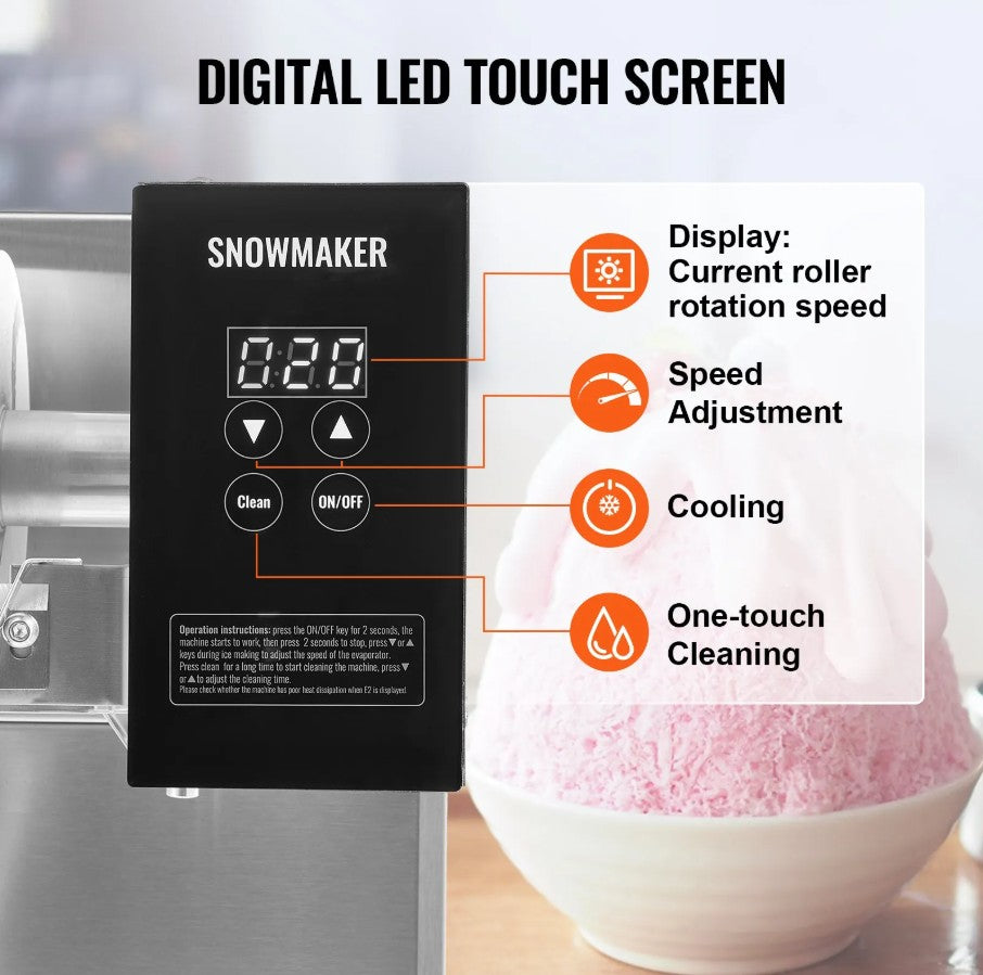 Vevor Commercial Snowflake Ice Machine 375 lbs/Day Stainless Steel Multi-Texture Ice New
