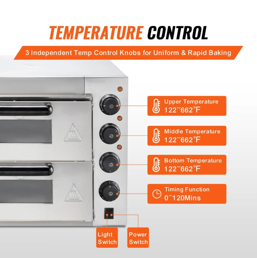 Vevor Electric Countertop Pizza Oven 14" Commercial Stainless Steel Indoor New