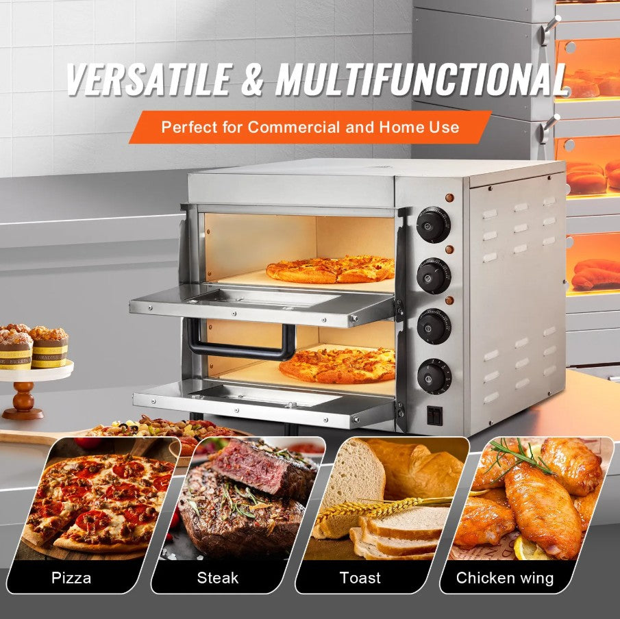 Vevor Electric Countertop Pizza Oven 14" Commercial Stainless Steel Indoor New
