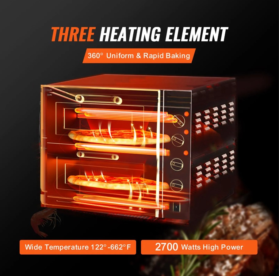 Vevor Commercial Countertop Electric Pizza Oven for 16" Pizzas 2700W Indoor New