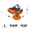 72 in Orchard Finish Mower,  3 Point Hitch Cat.1,  Hydraulic Offset,  PTO Shaft Included with Shear Bolt,  25-50 HP,  FMS72