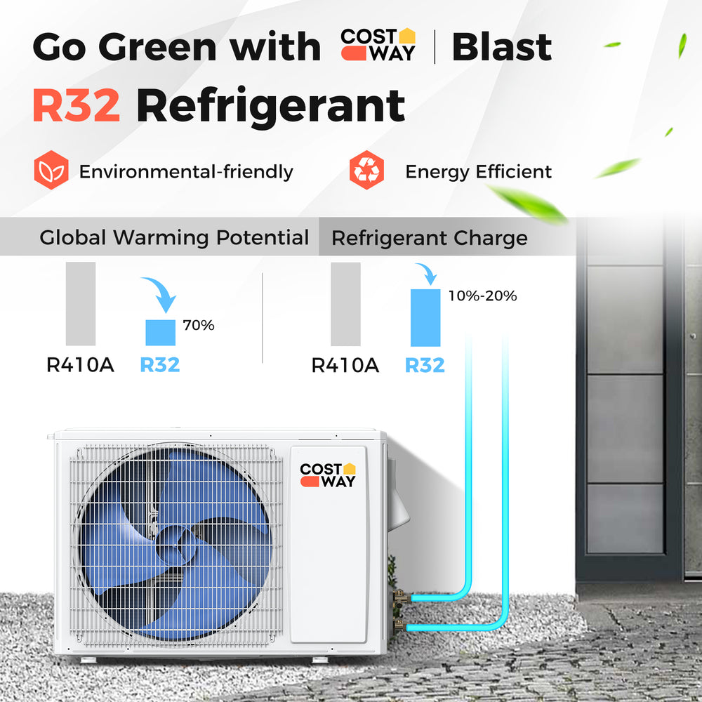 Costway Blast Series Mini Split Air Conditioner Heater Ductless 12000 BTU 17 SEER2 208-230V Remote Control New