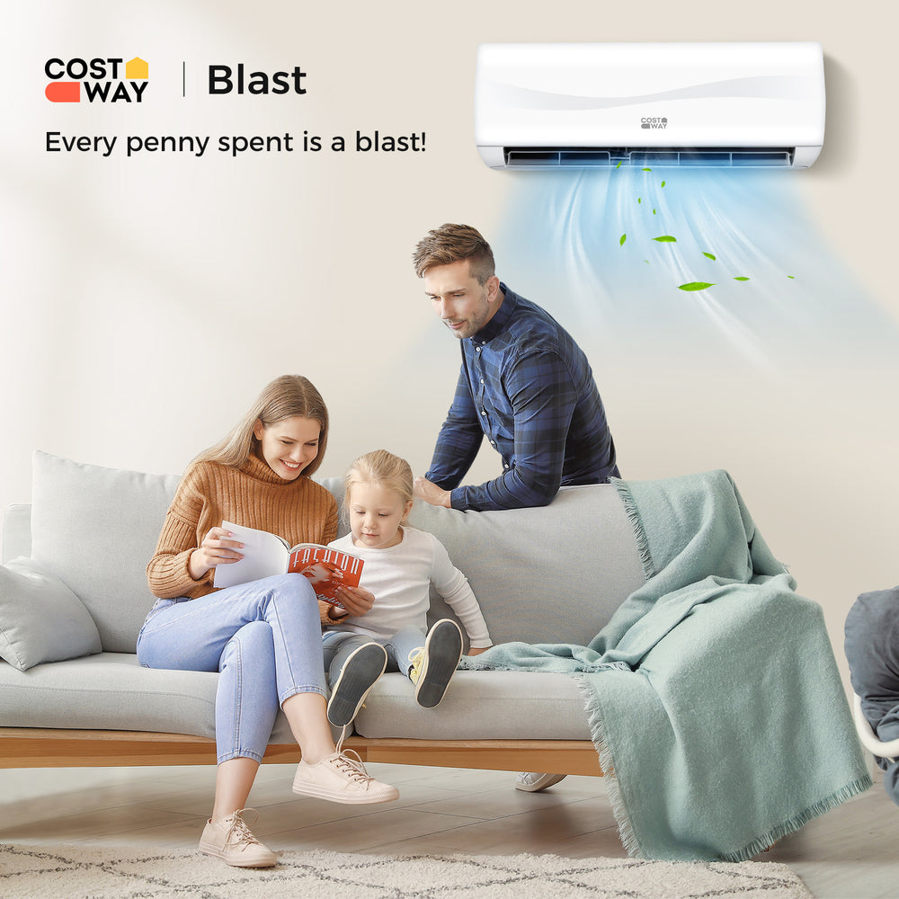 Costway Blast Series Mini Split Air Conditioner Heater Ductless 18000 BTU 19 SEER2 208-230V Remote Control New