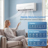 Mini split air conditioner with heat pump, featuring a remote control and 4 in 1 design for year-round comfort.