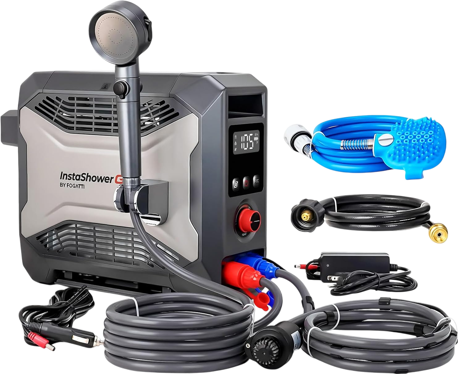 Fogatti InstaShower Go Pro Portable Water Heater with Water Pump 22,000 BTU Propane New