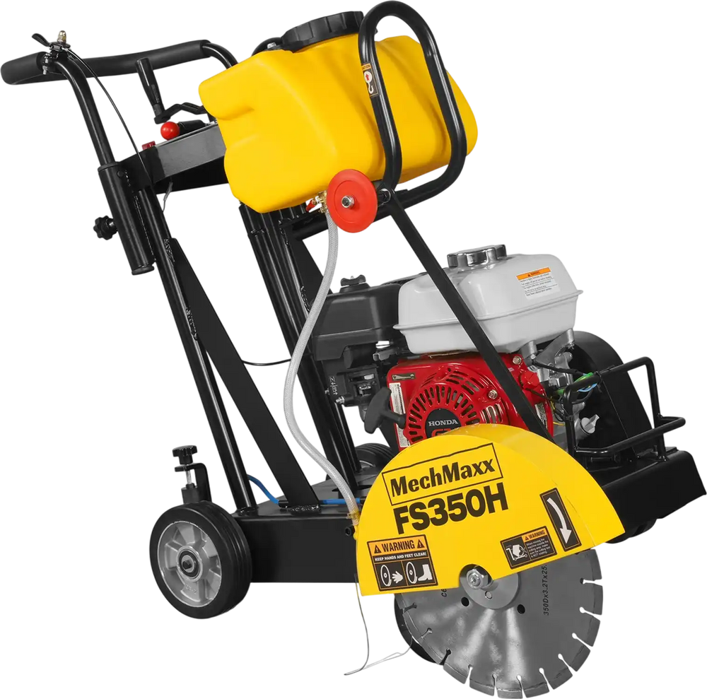 Honda GX160 Walk-Behind Concrete Floor Saw, 14 in Blade, 4 in Cutting Depth, FS350H