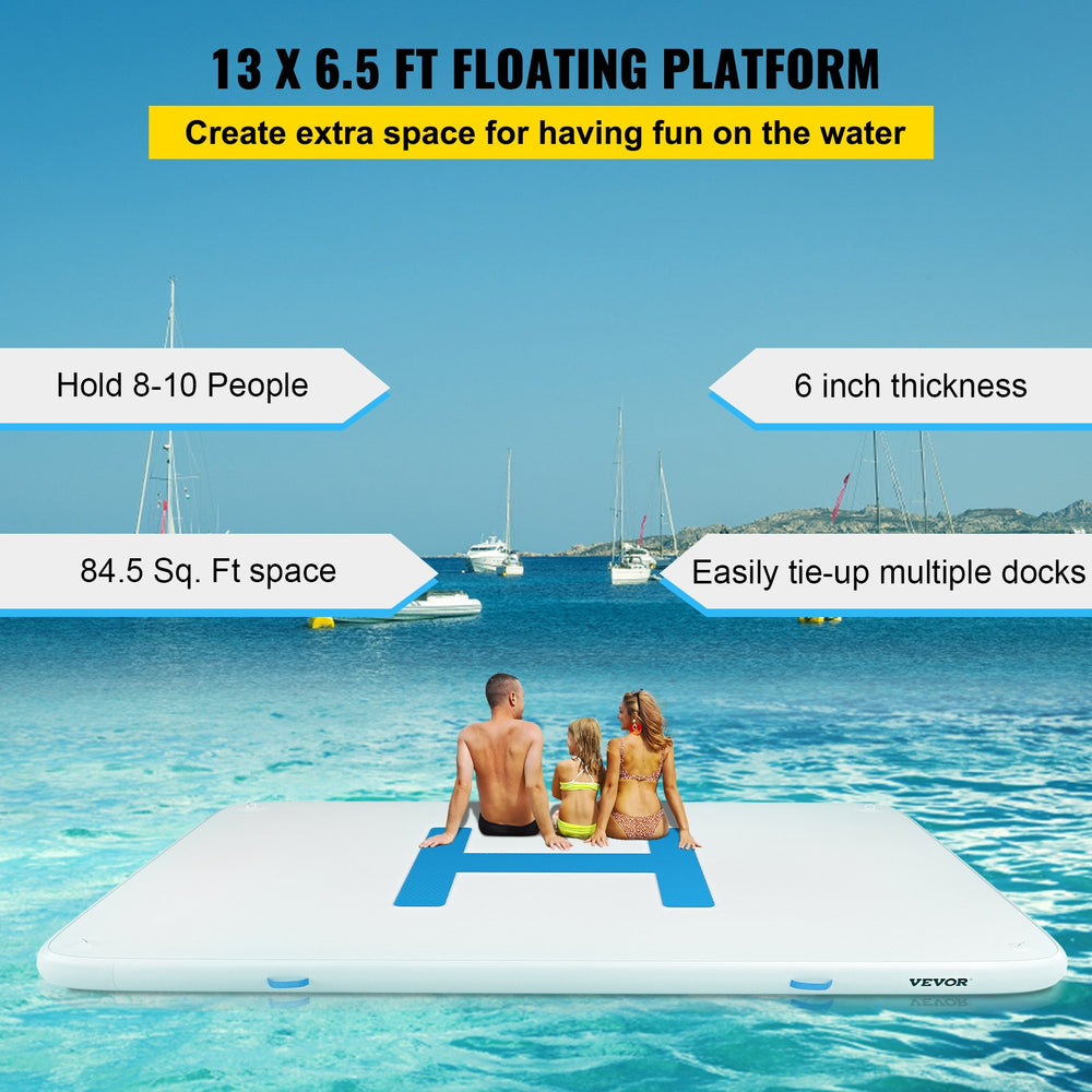 Vevor Inflatable Floating Dock 13' x 6.5' Platform 6" Thick 8-10 People New