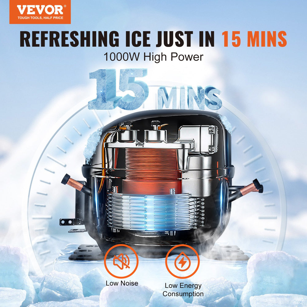 Vevor Commercial Ice Maker 550 Lbs/24 Hrs 330.7 Lbs Storage 1000W Auto Self-Cleaning LED Panel New