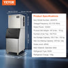 Vevor Commercial Ice Maker 450 Lbs/24 Hrs 330.7 Lbs Storage 1000W Auto Self-Cleaning LED Panel New