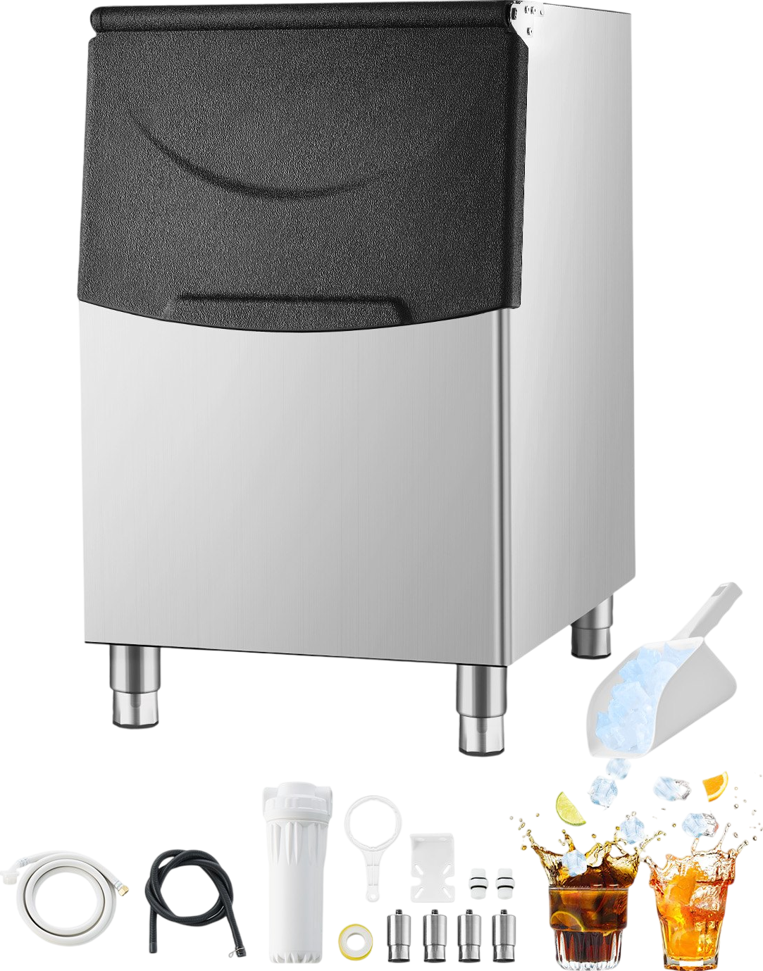 Vevor Commercial Ice Storage Bin 250 Lbs Capacity Stainless Steel with Drainage New