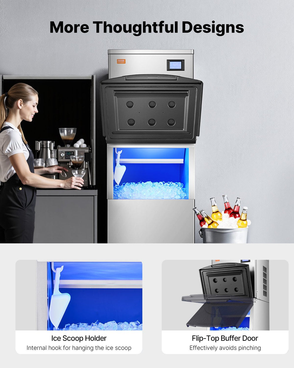 Vevor Commercial Ice Storage Bin 250 Lbs Capacity Stainless Steel with Drainage New