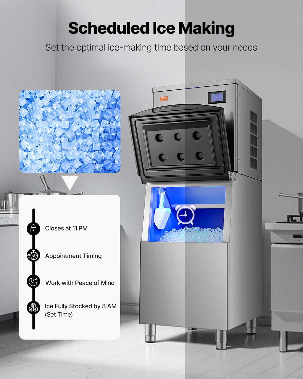 Vevor Commercial Ice Maker Head Unit Only 450 Lbs/Day Self-Cleaning with Touch Control New