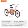 Vevor Adult Tricycle 24" 1-Speed Aluminum Alloy Cruiser with Backrest Seat Cushion and Basket New