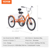 Vevor Adult Tricycle 26" 1-Speed Aluminum Alloy Cruiser with Backrest Seat Cushion and Basket New