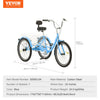 Vevor Adult Tricycle 24" 1-Speed Carbon Steel Cruiser with Backrest Seat Cushion and Basket New