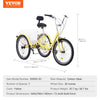 Vevor Adult Tricycle 26" 7-Speed Carbon Steel Cruiser with Backrest Seat Cushion and Basket New